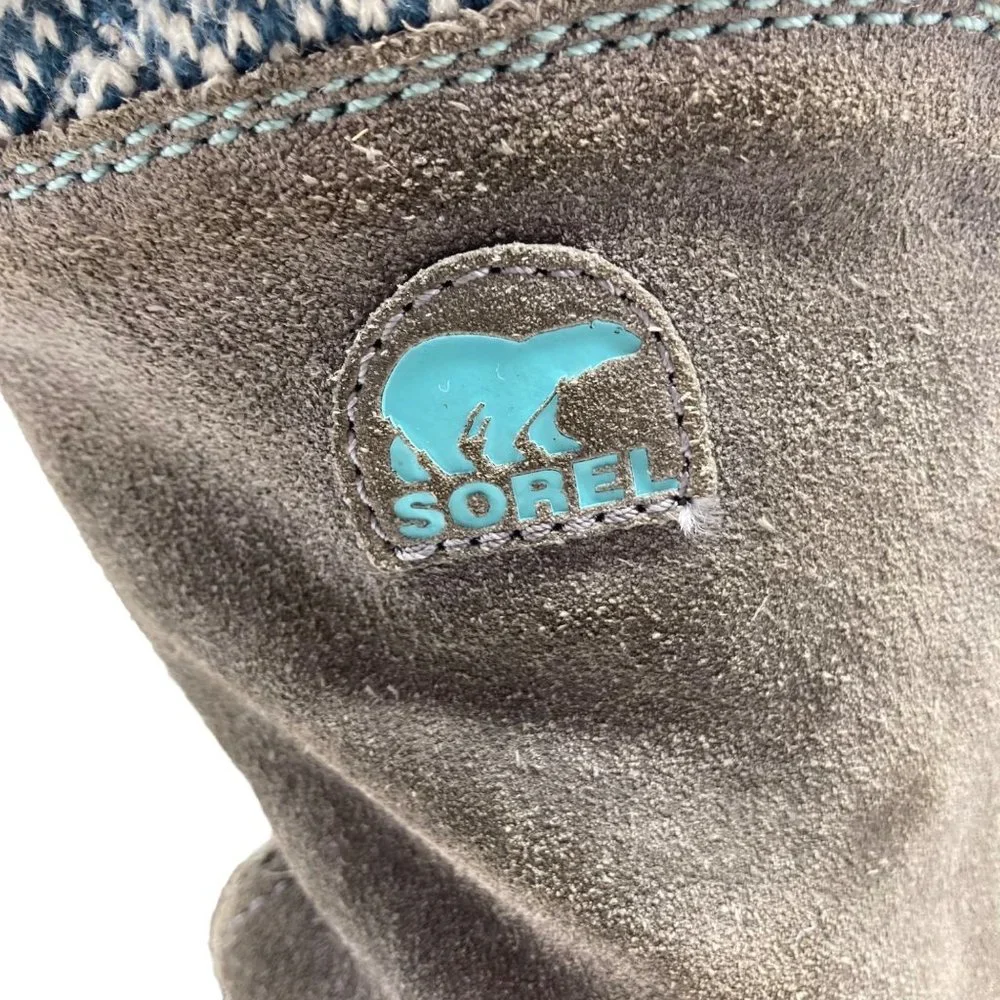 Sorel Kids Sz 3 Style 1573411051 Suede Soft Boots Gray‎ Blue